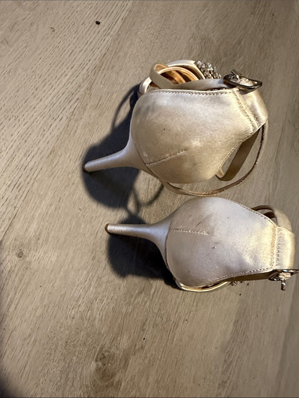 Badgley Mischka Gold Crystal-Embellished Strappy Evening Heels - Picture 3 of 5